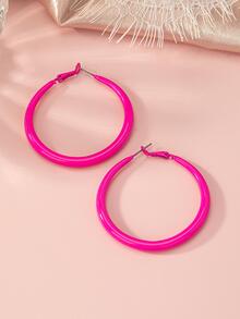 Minimalistiska Hoop Örhängen - Rosa - Visa 3