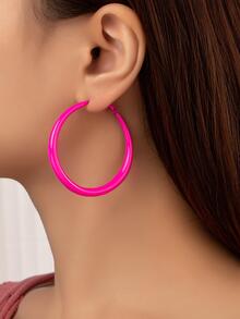 Minimalistiska Hoop Örhängen - Rosa - Visa 2