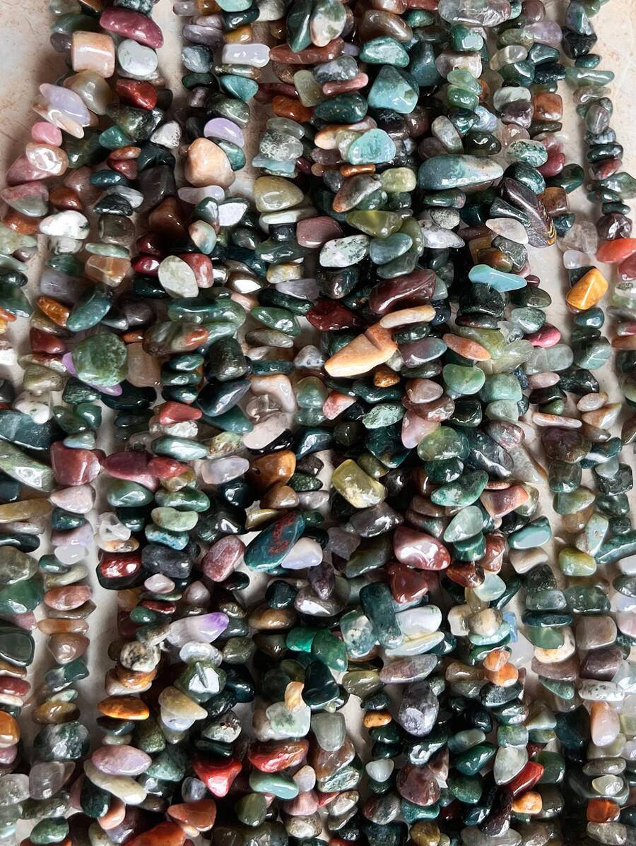 100 顆天然碎片石珠 3-6 毫米 7 脈輪套裝寶石水晶手鍊 DIY 珠寶手鍊手工珠寶配件手工天然寶石項鍊手鍊腳踝腰鍊製作配件