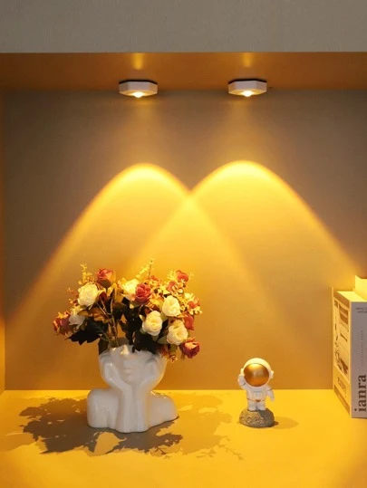 1pc 1LED Hexagonal Sunset Cabinet Lamp, 2-Level Brightness, Decorative Nightlight, Cabinet Light, Wall Light, Sunset Atmosphere Lamp
