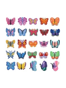 25入組卡通蝴蝶設計鞋PVC可愛鞋飾適用於洞洞鞋 - 彩色 - 查看 1