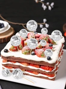 3/5/12/24/36/48 chiếc Đầu bánh nướng xốp hình quả cầu disco trang trí bánh theo phong cách retro thập niên 70 màu bạc cho tiệc sinh nhật chủ đề câu lạc bộ khiêu vũ - Bạc - Xem 2