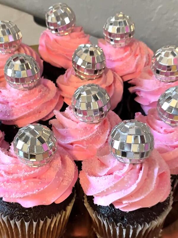3/5/12/24/36/48 piezas Decoraciones para Cupcakes con Bola de Discoteca Temática Retro de los 70 para Decoración de Pastel, Suministros para Fiesta de Cumpleaños Temática de Baile y Club