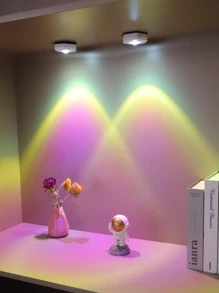 1 件 1-LED 六角形日落橱柜灯，2 种模式照明，小夜灯，装饰灯，橱柜灯，壁灯，日落氛围灯 - 彩色 - 查看 3