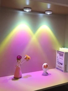 1 件 1-LED 六角形日落橱柜灯，2 种模式照明，小夜灯，装饰灯，橱柜灯，壁灯，日落氛围灯 - 彩色 - 查看 2