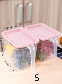 1pc Clear Food Storage Box - Pink - View 4