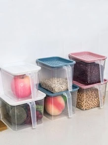1pc Clear Food Storage Box - Pink - View 3