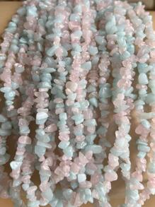 100 顆天然碎片石珠 3-6 毫米 7 脈輪套裝寶石水晶手鍊 DIY 珠寶手鍊手工珠寶配件手工天然寶石項鍊手鍊腳踝腰鍊製作配件 - 淺藍色粉色 - 查看 5