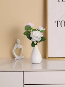 1入組合成樹脂花北歐風素色花瓶裝飾 - 白色 - 查看 1