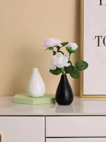 1入組合成樹脂花北歐風素色花瓶裝飾 - 白色 - 查看 2