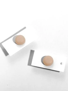 2pcs/set Minimalist Beige Round Magnet Cufflinks For Women - Beige - View 3