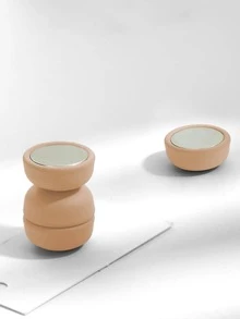2pcs/set Minimalist Beige Round Magnet Cufflinks For Women - Beige - View 4