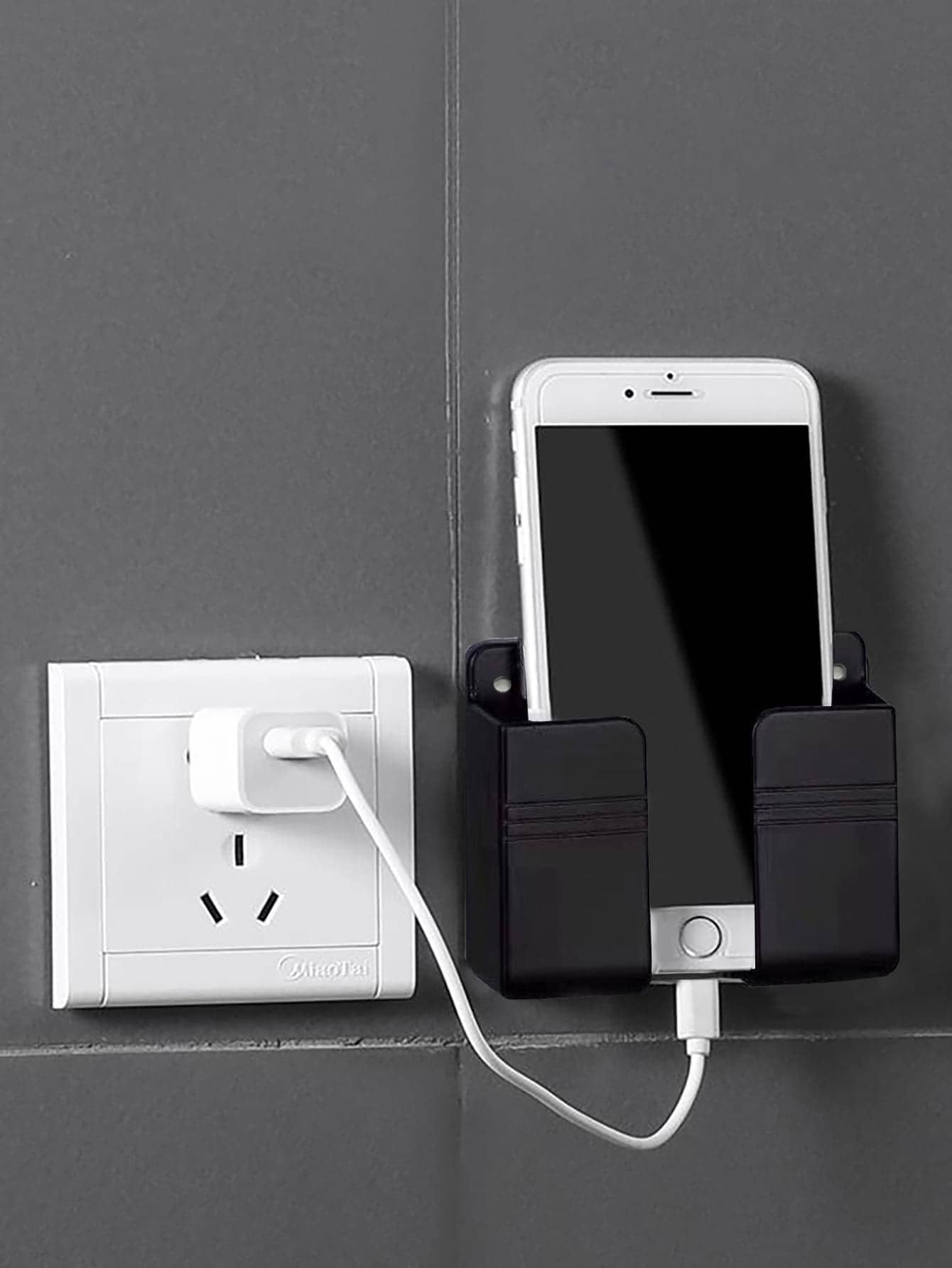1入組掛壁式手機充電收納架 - 黑色 - 查看 1
