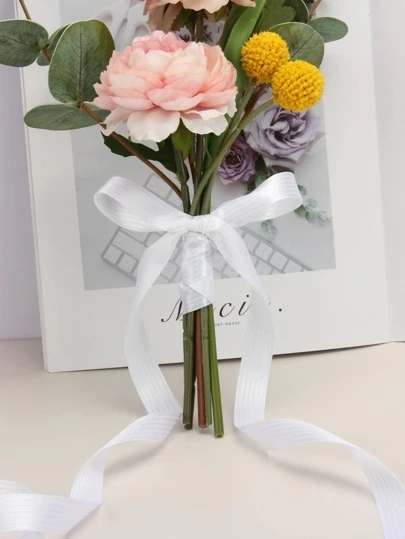 1卷素色禮品包裝絲帶，派對用極簡主義滌綸長絲絲帶