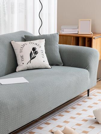 1pc Solid Color Sofa Cover Without Filler, Modern Polyester Stretchy Sofa Slipcover For Household