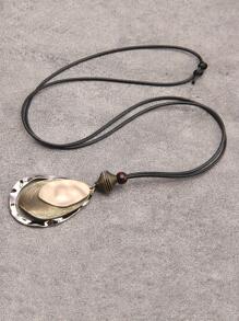 1 件不对称多层金属水滴吊坠长项链，时尚情侣珠宝，情人节礼物，妈妈，母亲，母亲节，礼物 - 彩色 - 查看 2