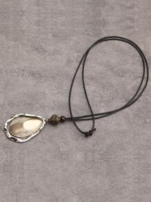 1 件不对称多层金属水滴吊坠长项链，时尚情侣珠宝，情人节礼物，妈妈，母亲，母亲节，礼物 - 彩色 - 查看 3