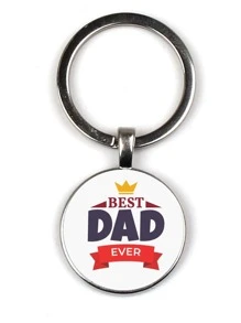 字母圖案圓形吊飾鑰匙圈 - 銀色 - 查看 1