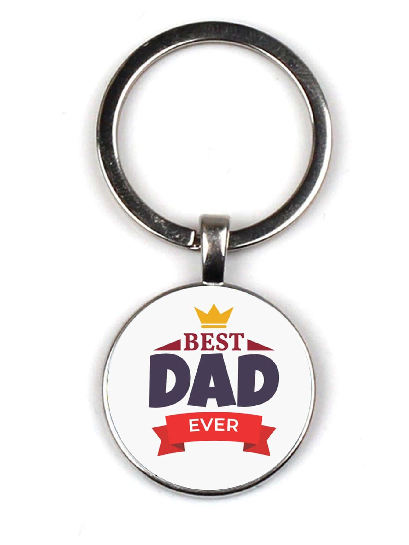 字母圖案圓形吊飾鑰匙圈 - 銀色 - 查看 1