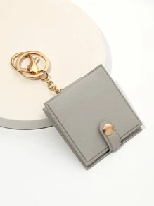 Square Design Mirror Charm Keychain - White - View 2