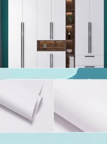 1pc Solid Color Wall Paper, Modern PVC Waterproof Wall Tile Sticker For Home - White - View 3
