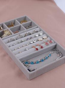 1pc Simple Grey Multi-Grid Rectangle Jewelry Packaging Box For Earrings Necklace Bracelet Jewelry Organization - Grey - View 2