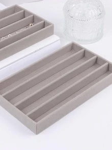 1入組簡約風灰色4格矩形首飾包裝盒適用於項鍊手環首飾類整理 - 灰色 - 查看 6