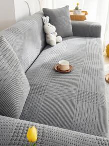 1入組幾何設計沙發套無填充物，家用防水滌綸彈力沙發套 - 深灰色 - 查看 3