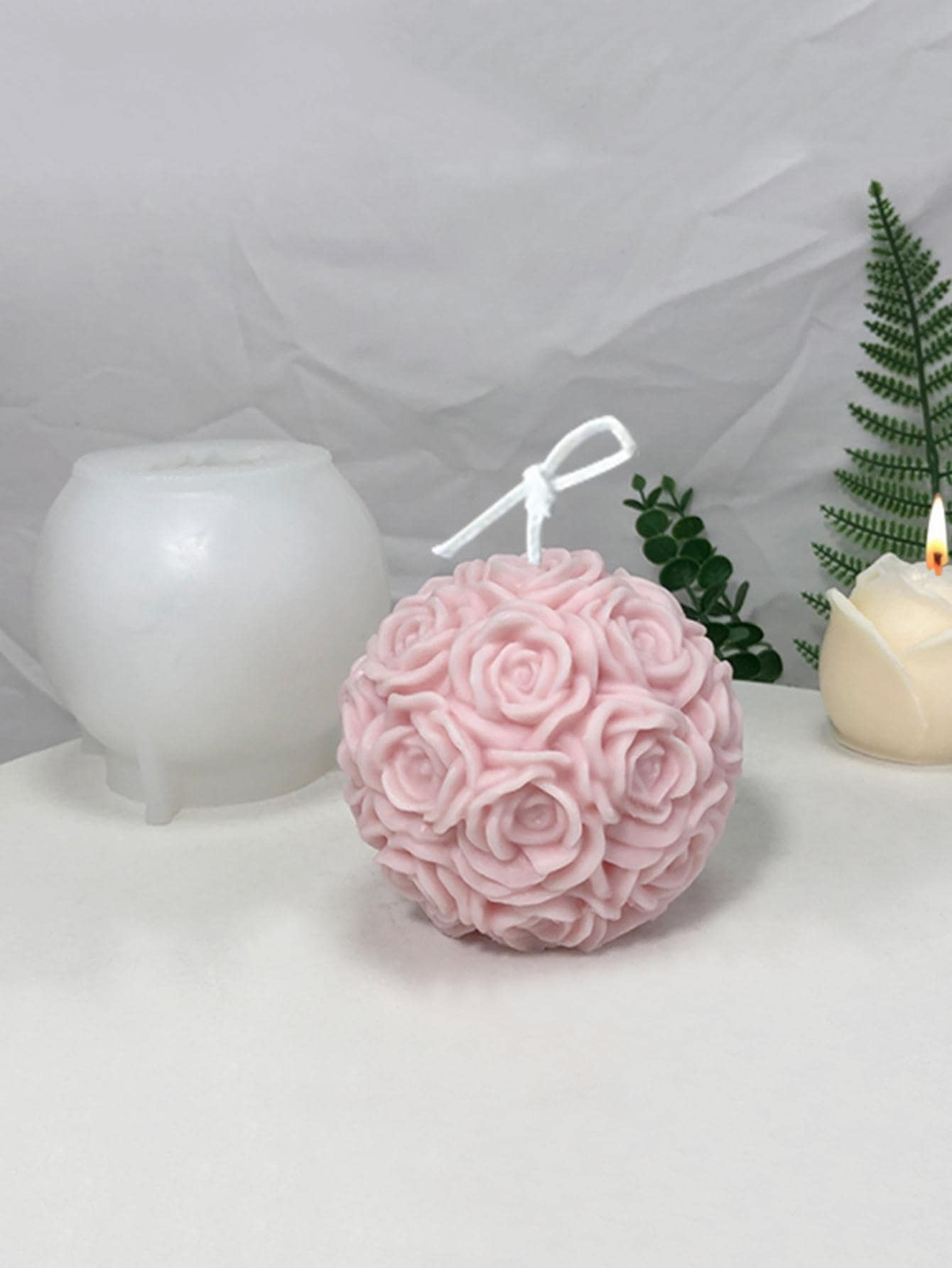 1入組矽膠創意蠟燭形矽膠模具適用於手工 - 白色 - 查看 1