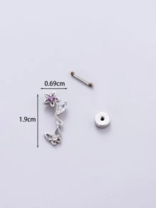 1 bông tai thời trang bằng thép không gỉ hình bướm quyến rũ cho phụ nữ cho cuộc sống hàng ngày - Bạc - Xem 3