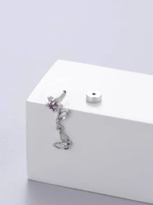 1 bông tai thời trang bằng thép không gỉ hình bướm quyến rũ cho phụ nữ cho cuộc sống hàng ngày - Bạc - Xem 2