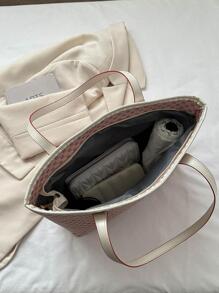 Bolso de mujeres de gran capacidad tote ligero de moda hombro portátil simple para el trabajo - Rosa - Ver 6