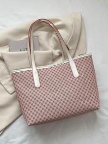 Bolso de mujeres de gran capacidad tote ligero de moda hombro portátil simple para el trabajo - Rosa - Ver 5