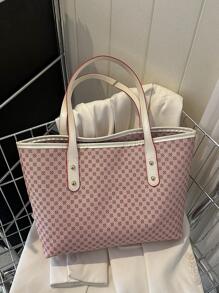 Bolso de mujeres de gran capacidad tote ligero de moda hombro portátil simple para el trabajo - Rosa - Ver 1