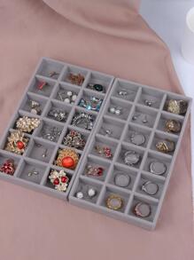 18格雪紡珠寶托盤珠寶盒展示架,適用於戒指、耳環、耳釘等 - 灰色 - 查看 1