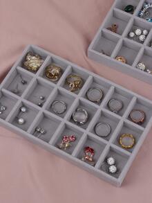 18格雪紡珠寶托盤珠寶盒展示架,適用於戒指、耳環、耳釘等 - 灰色 - 查看 6