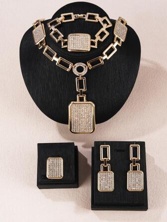 5pcs Rhinestone Decor Jewelry Set