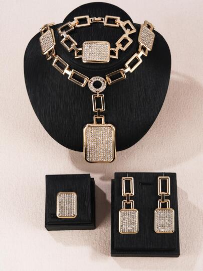 5pcs Rhinestone Decor Jewelry Set