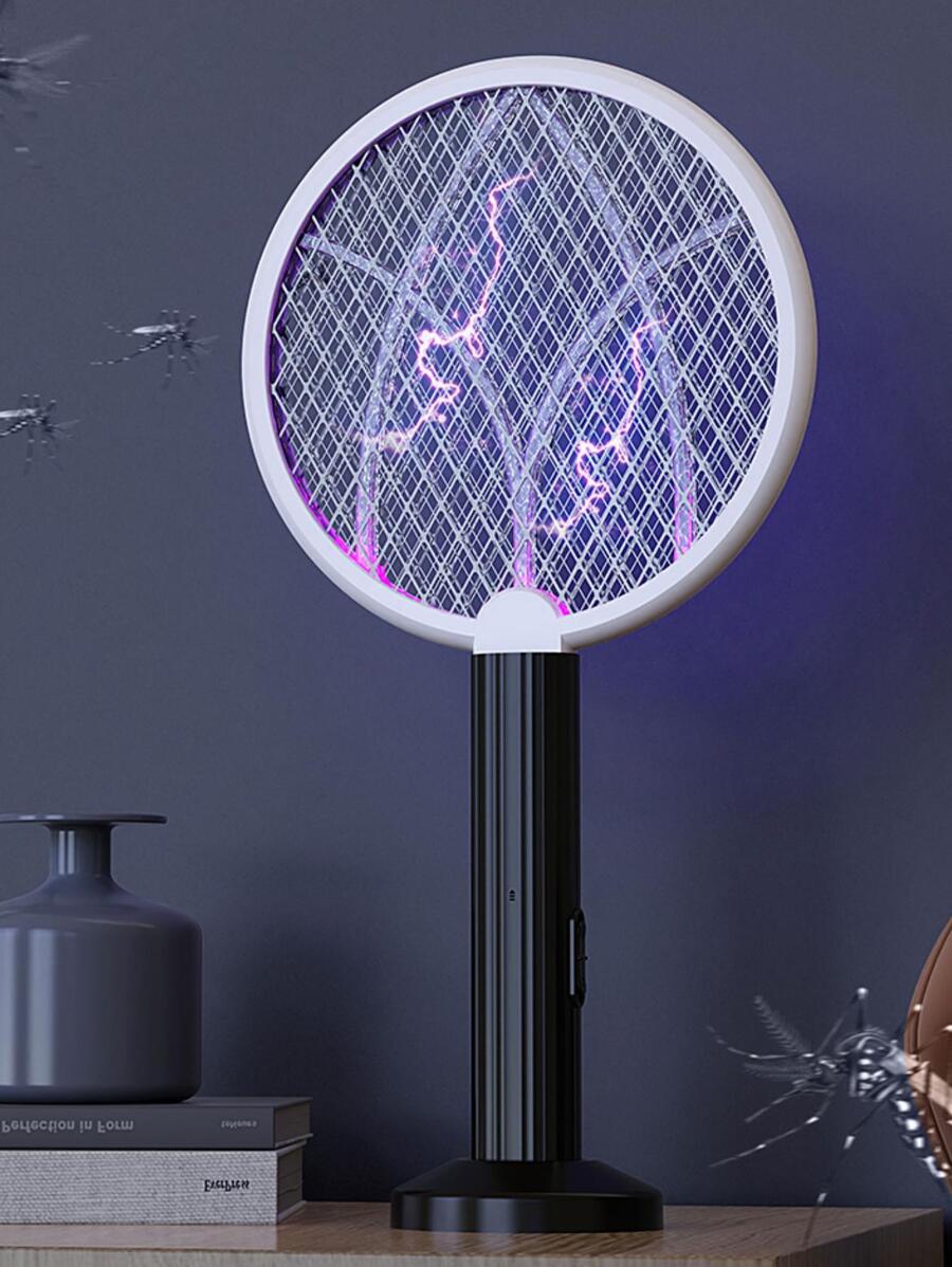 1pc New Household Electric Mosquito Swatter USB Lithium Battery Rechargeable Multifunctional Powerful - Black and White - View 1