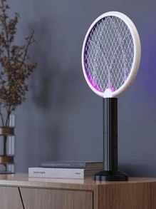 1pc New Household Electric Mosquito Swatter USB Lithium Battery Rechargeable Multifunctional Powerful - Black and White - View 10