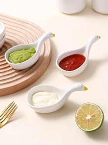 1入組天鵝設計調料碟 - 白色 - 查看 1