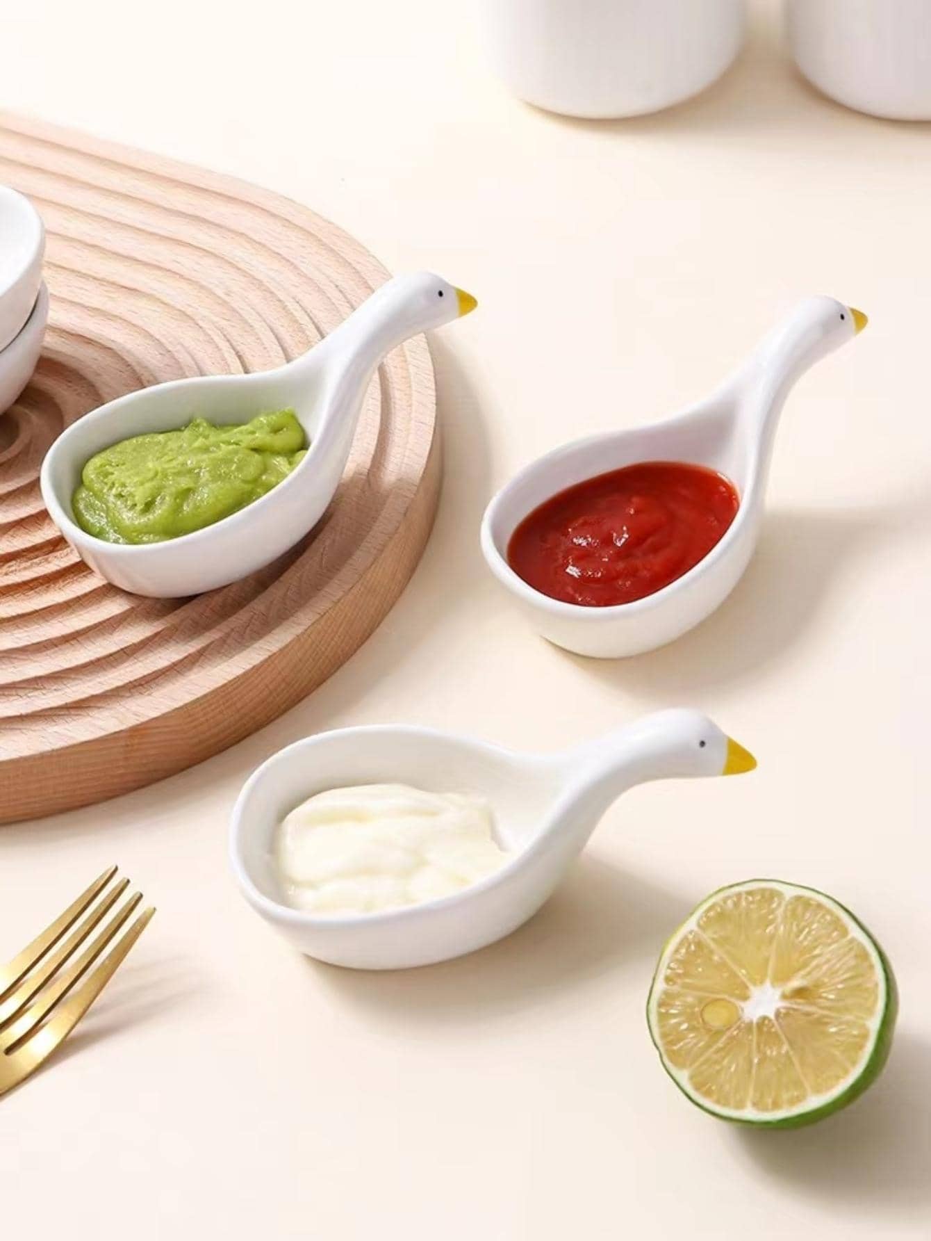 1入組天鵝設計調料碟 - 白色 - 查看 1
