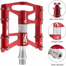 ROCKBROS 4 Bearings Mountain Bike Pedals MTB Padals Platform Flat Bike Pedals Aluminum Alloy 9/16" - Red - View 2