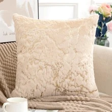 Vỏ gối in hình đá cẩm thạch vàng 43x43cm Thiết kế thời trang Vỏ gối lông thú sang trọng trang trí cho ghế sofa Phòng khách trang trí phòng ngủ Vỏ gối màu xám trắng màu be - Màu be - Xem 1
