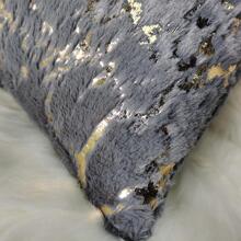 金色大理石印花靠墊套 43x43 厘米時尚設計裝飾毛絨毛皮枕套適用於沙發客廳臥室裝飾枕套灰色白色米色 - 灰色 - 查看 3