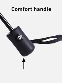 1入組雨傘，現代字母圖形可折疊黑色旅行雨傘 - 黑色 - 查看 6