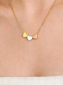 Aomogo 不锈钢项链新款潮流甜心金玫瑰银金属饰品吊坠链时尚项链女式 - 金色 - 查看 11