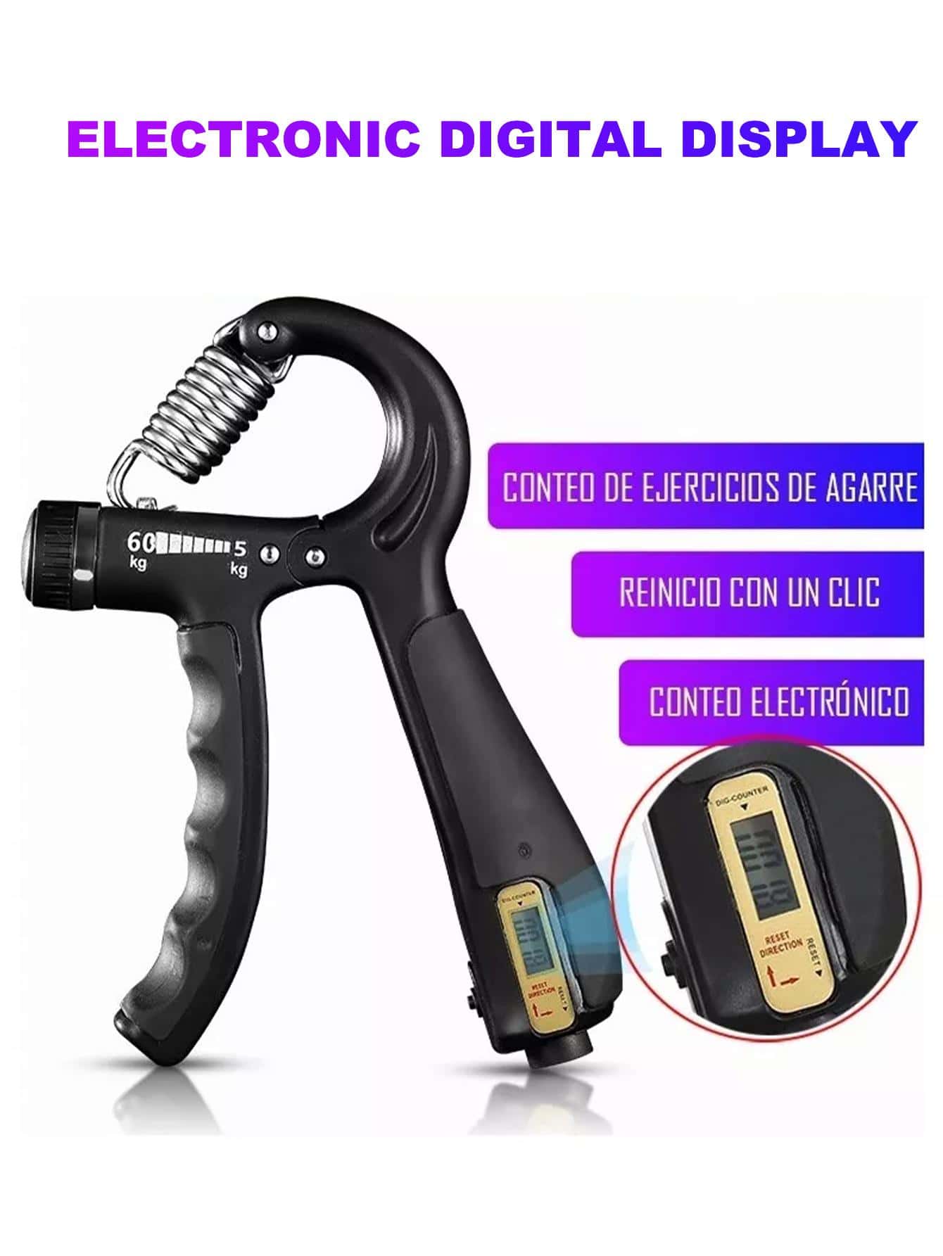 Hand Grippers, Electronic Hand Grip Hand Forearm Exerciser Fitness, Office Mini Gymnastics - Black - View 1