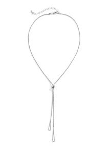 極簡風格Y字項鍊 - 銀色 - 查看 3