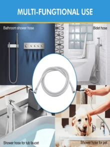 Pvc Shower Hose, 59 Inches Extra Long Smooth Handheld Shower Hose Flexible Anti-Kink Handheld Shower Head Hose With Brass Spin Inner Core White - White - View 6